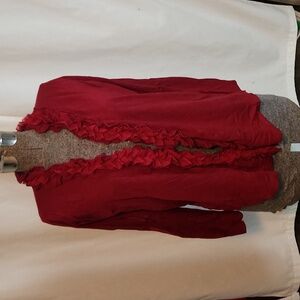 Limited maroon ruffle trim cardigan size Medium
